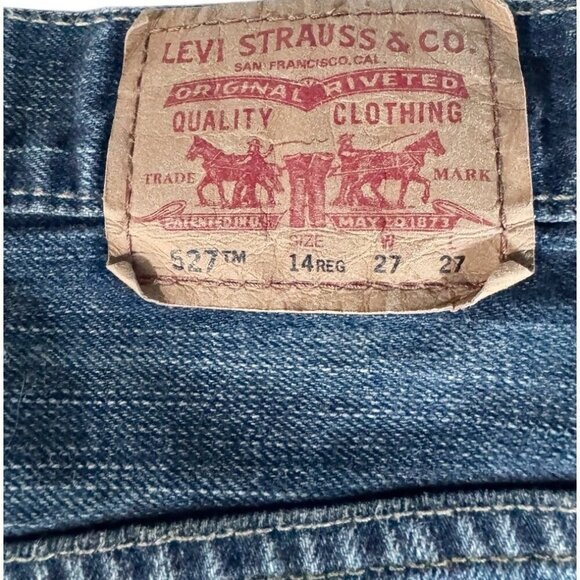 Levi's 527 Women's Sz 14 R 27 x 27 Bootcut Dark Wash Red Tab Denim Jeans - Picture 9 of 10